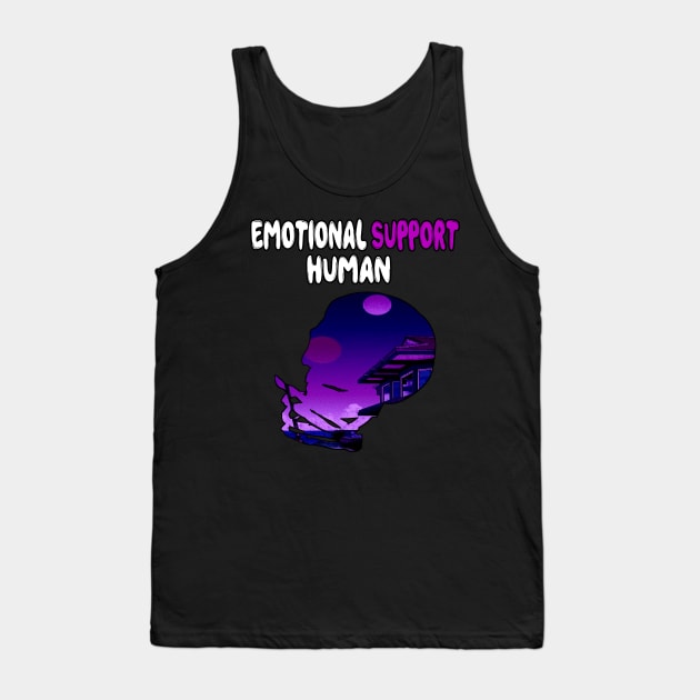 Emotional Support Human - Japanese Vaporwave Aesthetic Tank Top by Rare Aesthetic
